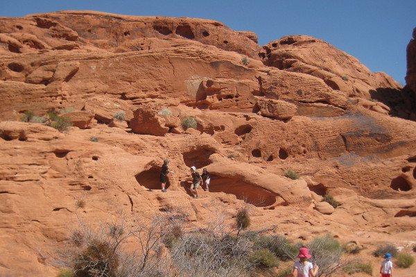 photo of children climbing rocks at the Valley of Fire