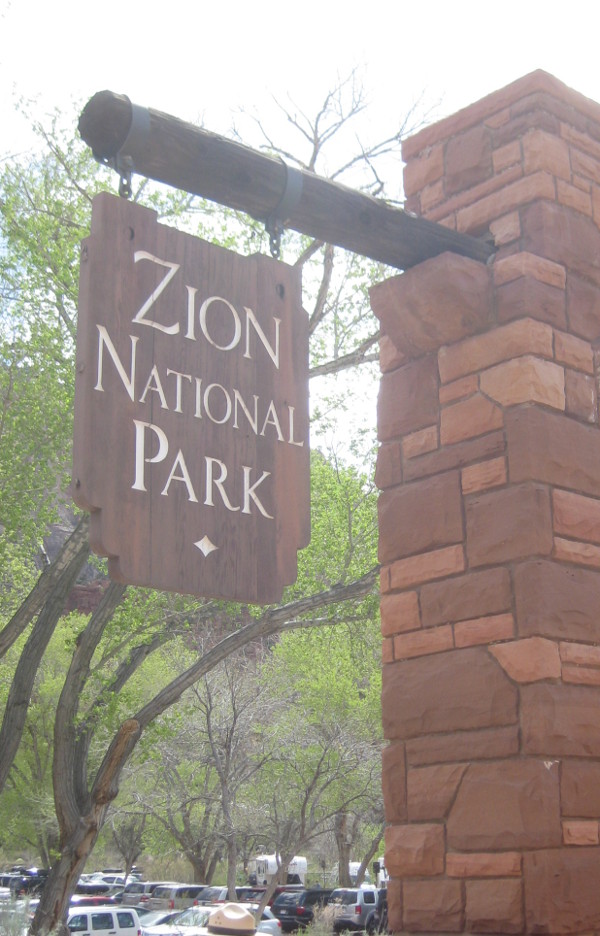 photo of the entrance sign at Zion National Park