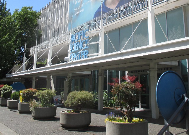 image of the front of the science museum in Seattle