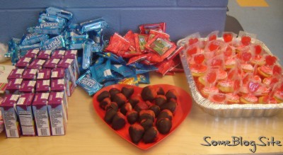 food at a kindergarten Valentine's Day party