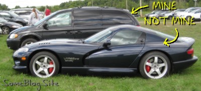 picture of Dodge Viper in front of Dodge Caravan