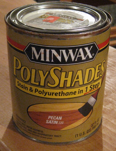 picture of a can of stain and polyurethane PolyShades by Minwax