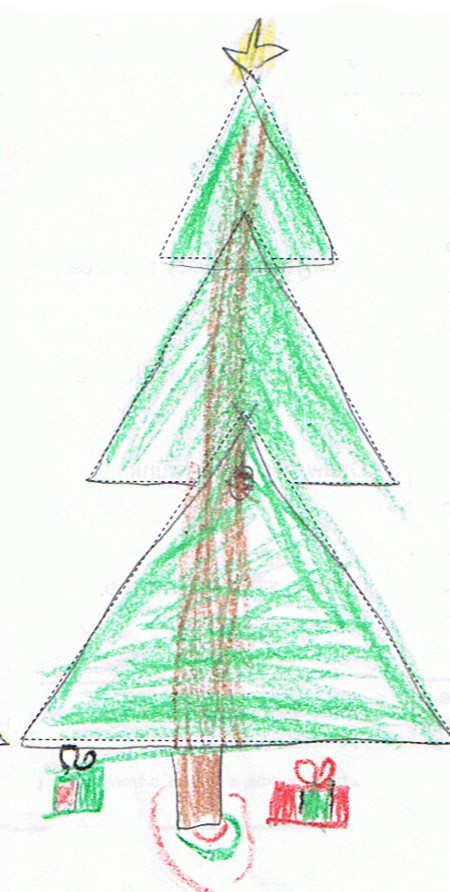 child's drawing of a Christmas tree