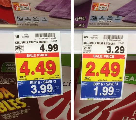 image of large cereal box price compared to small cereal box price