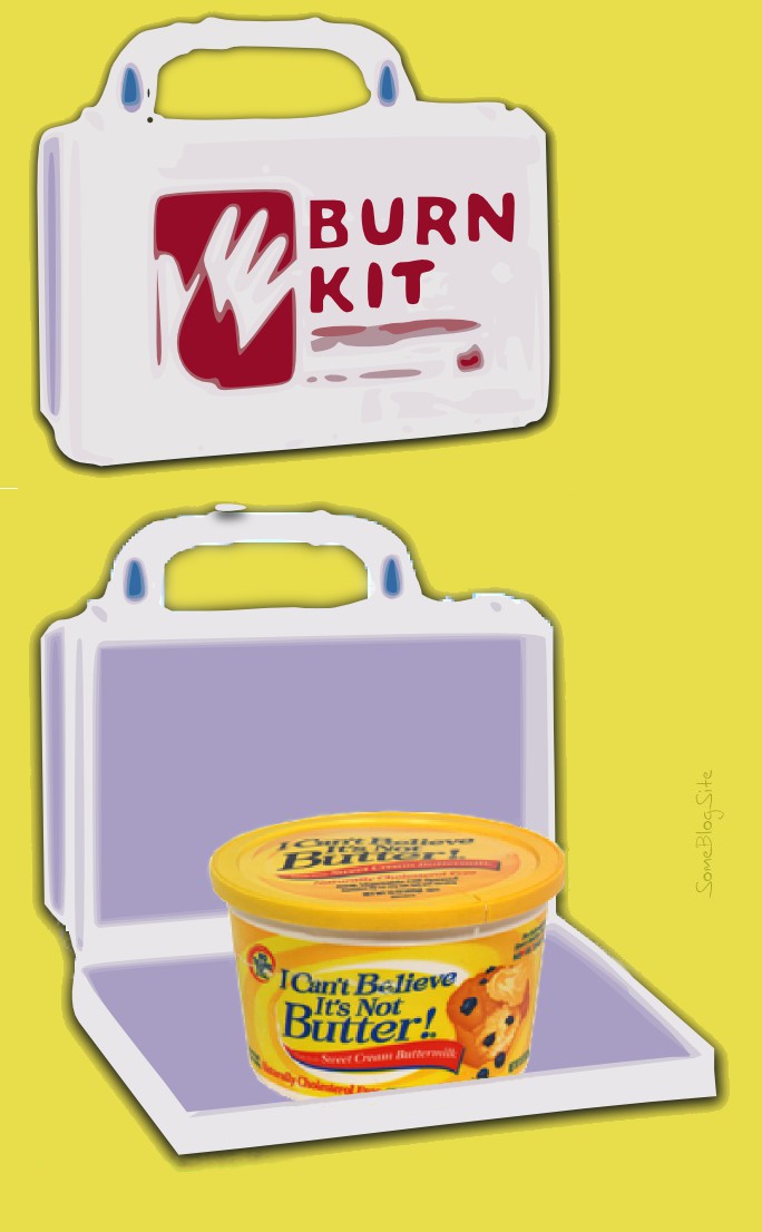 image of a burn kit case shown open and consisting of I Can't Believe It's Not Butter