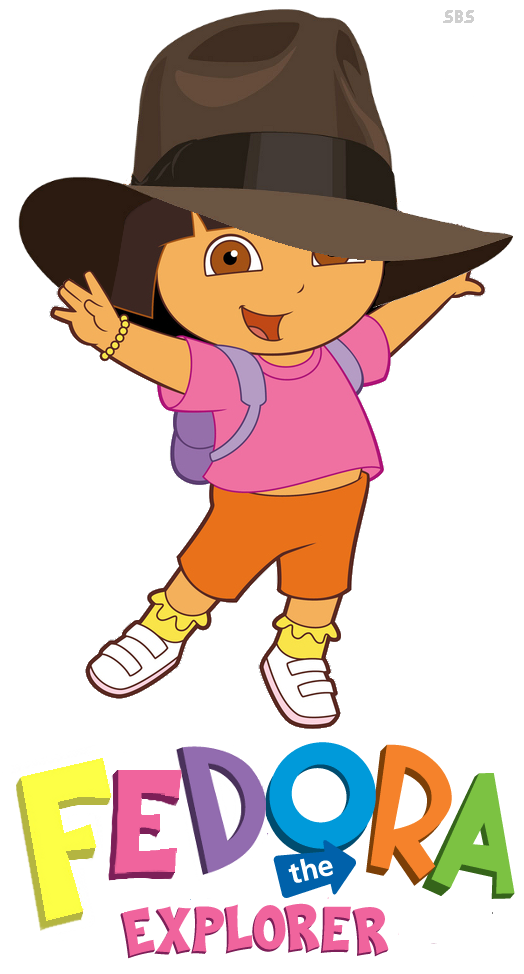 Dora the Explorer wearing a hat, making her Fedora the Explorer