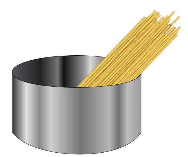 image of uncooked spaghetti sticking out of a pot