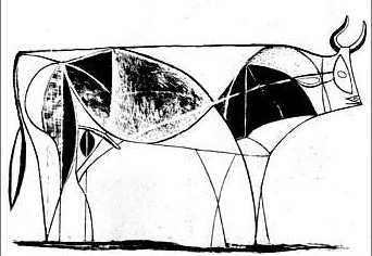 abstract drawing of a bull