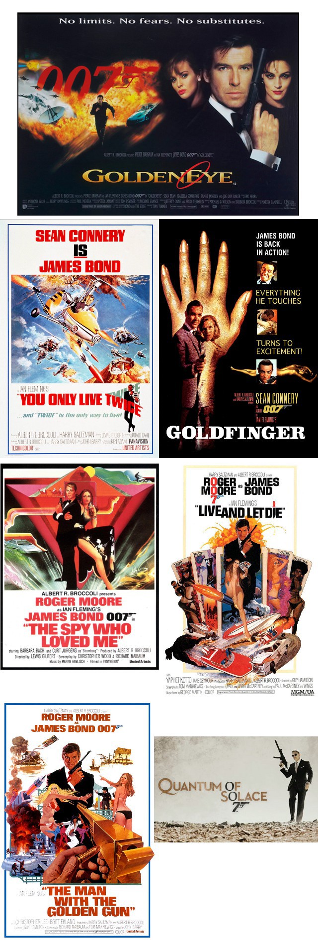 image of various original James Bond 007 movie posters