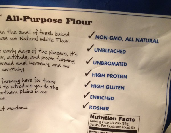 image of a bag of flour that claims to be high in gluten