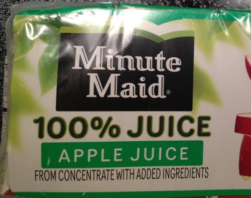 photo of a box of apple juice labelled as '100% juice'