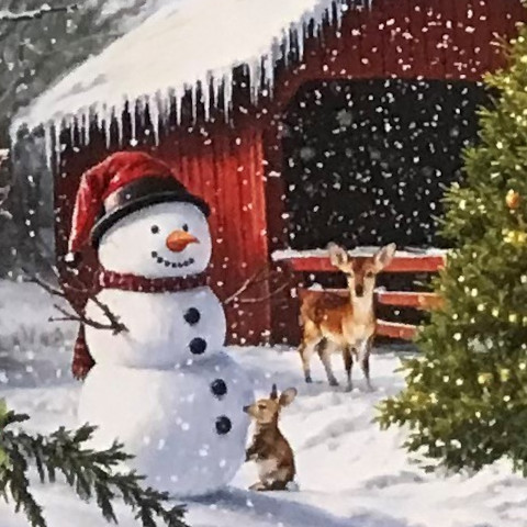 image of a puzzle with a snowman Christmas scene generated by AI