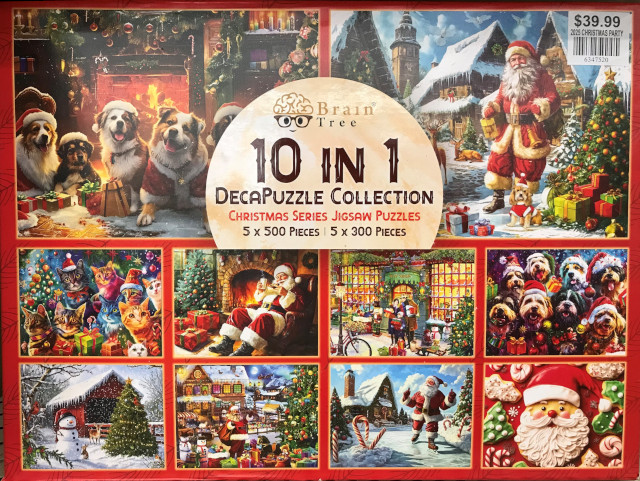 image of a puzzle with Christmas scenes generated by AI