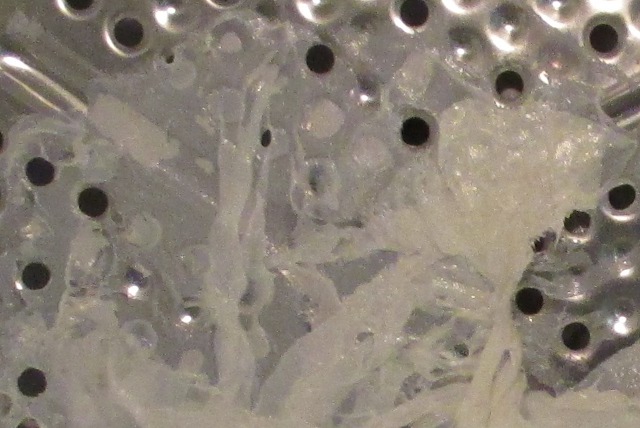 image of a clothes dryer with vinyl melted to the inside of the drum