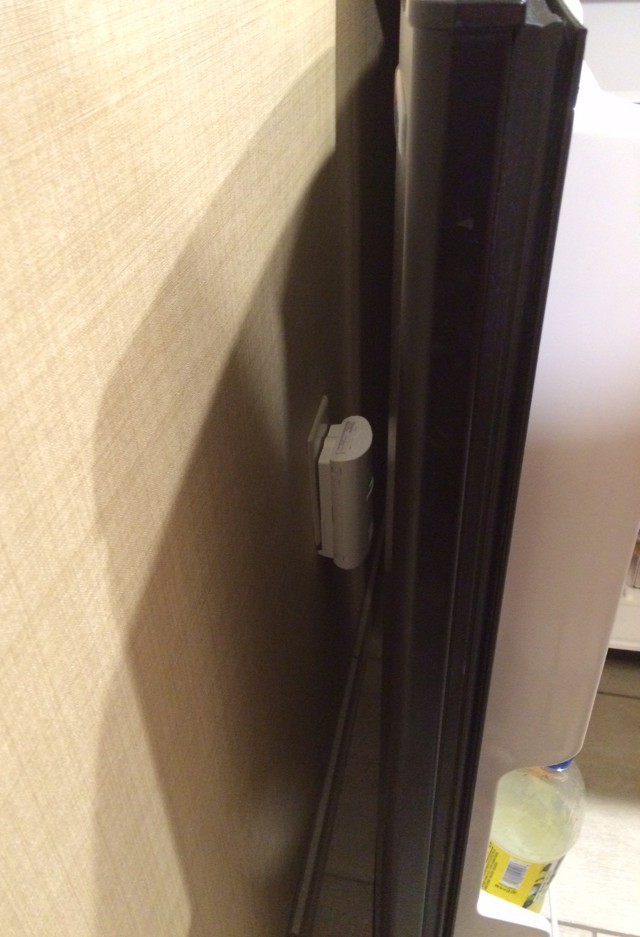 image of mini refrigerator setup in hotel room