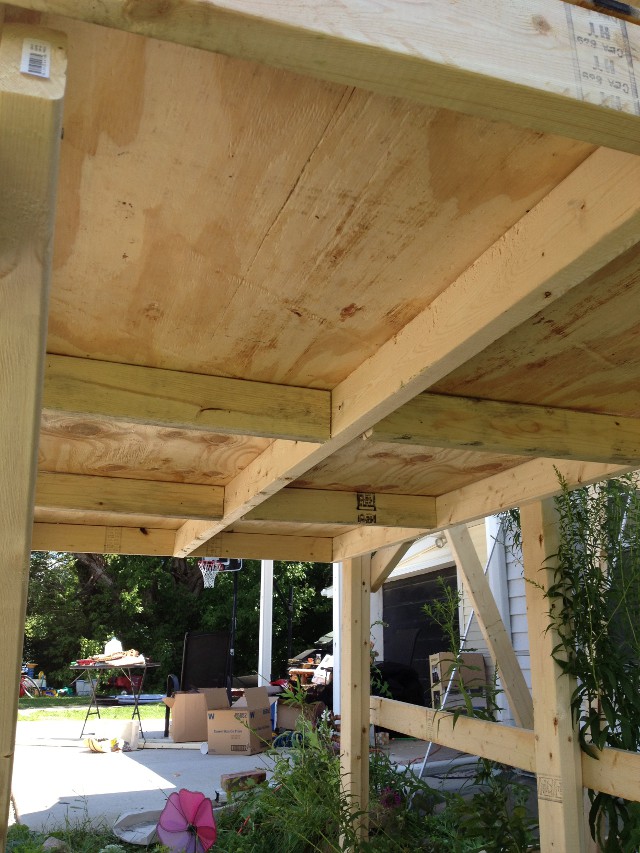 image of a makeshift scaffolding built out of 2x4s