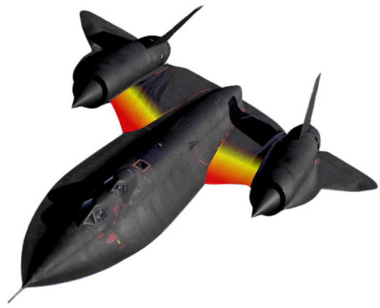 image of a flying red-winged SR-71 blackbird