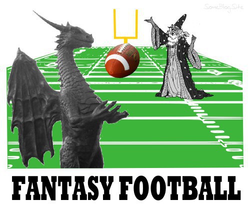 image of fantasy football - wizards and dragons on a football field