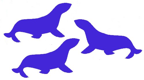 image of seal silhouettes colored royal blue, instead of navy seals