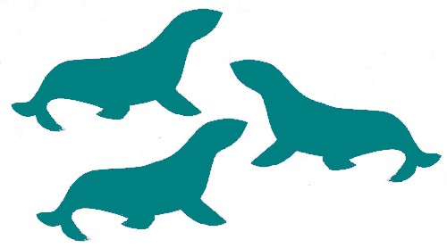 image of seal silhouettes colored teal, instead of navy seals