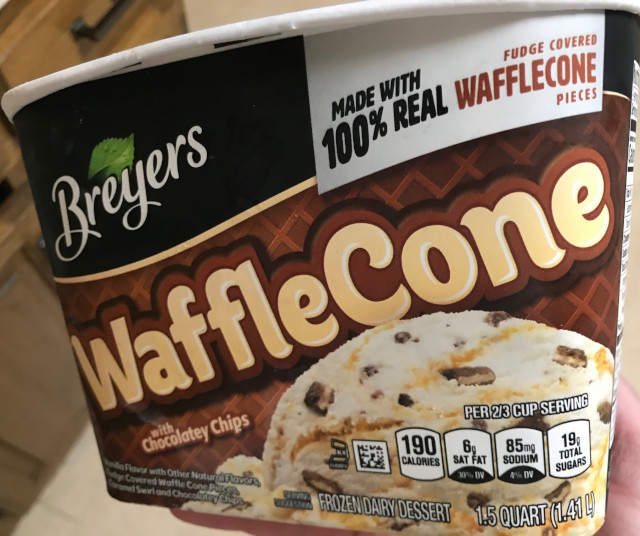 image of Breyers ice cream made with 100% real waffle cones