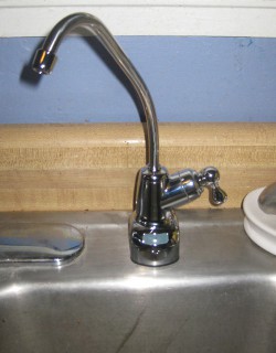 faucet base in kitchen sink