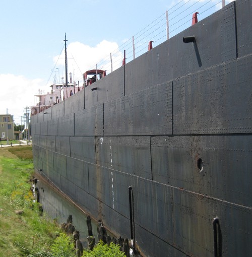 an old Great Lakes freighter, now a museum