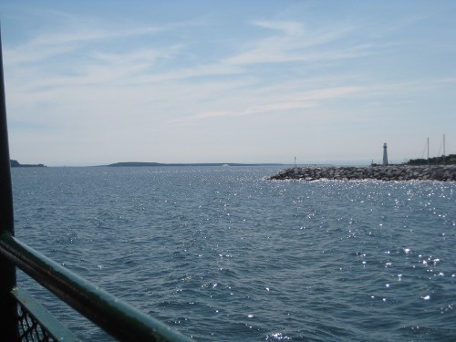 view from the boat on the ride over to Mackinac Island
