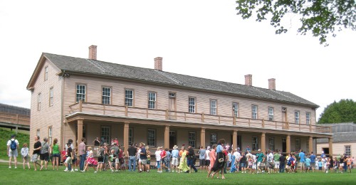view of the barracks hall on the Mackinac Island fort
