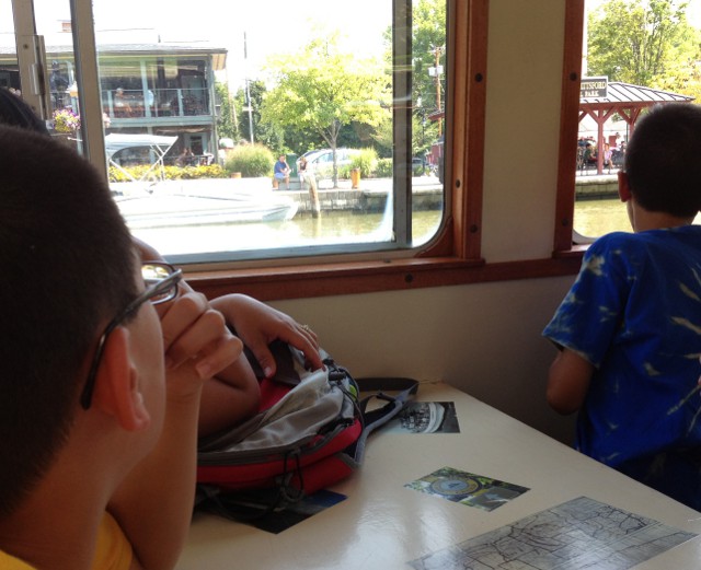 photo of looking out the window of the Erie Canal tour boat