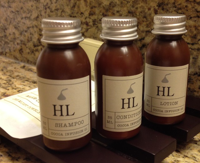 photo of the toiletries (shampoo and lotion) at Hershey Lodge