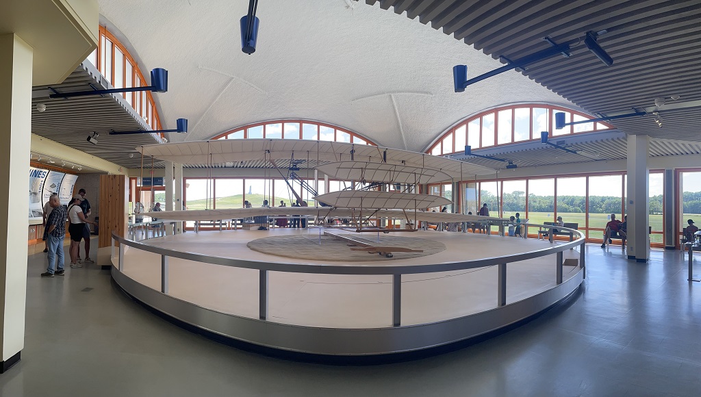 image of the Wright flyer at the memorial at Kitty Hawk North Carolina