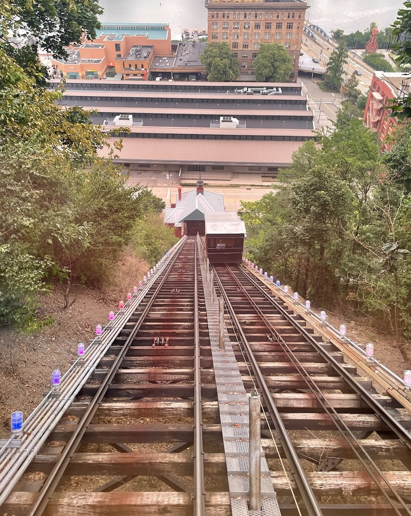 image of going up the Monongahela Incline in Pittsburgh Pennsylvania