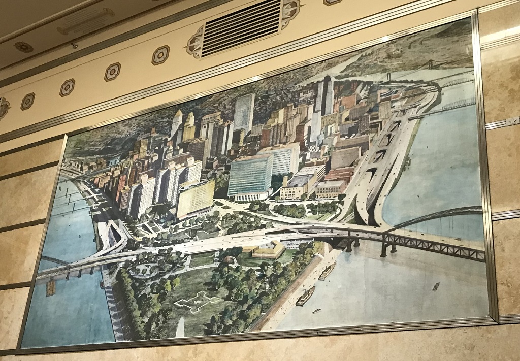 image of the historical mural at the Drury Plaza hotel in Pittsburgh Pennsylvania