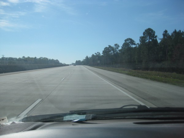 view of a freeway from the driver's seat
