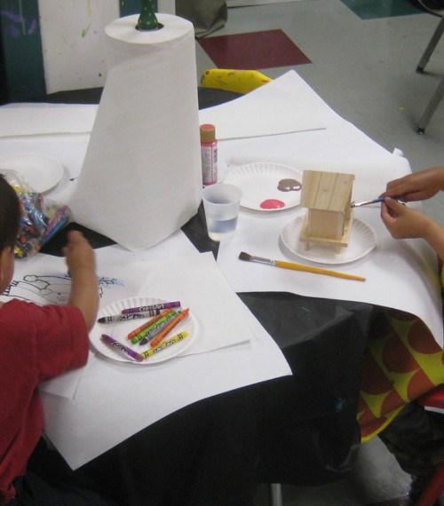 photo of the children painting and coloring at the craft room at Pokagon State Park in Angola Indiana